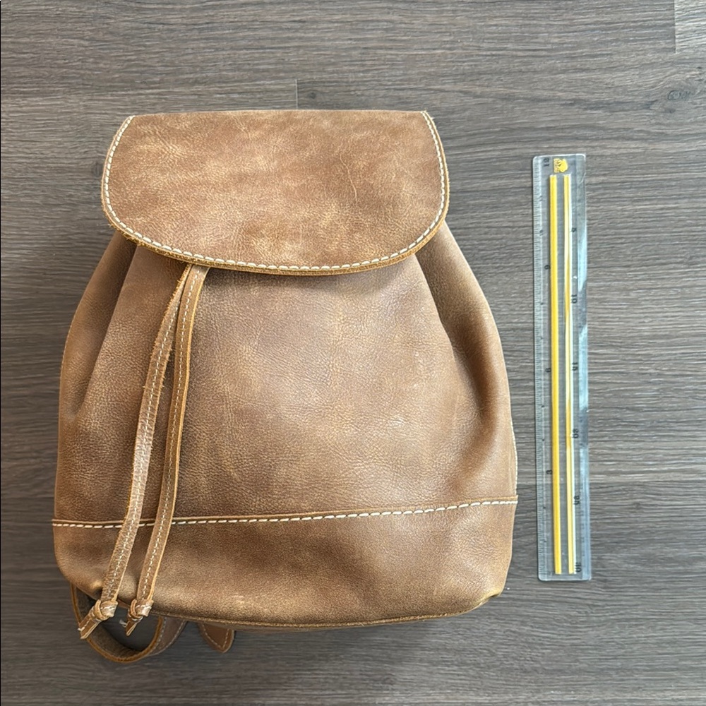 Roots Brown Genuine Leather Backpack